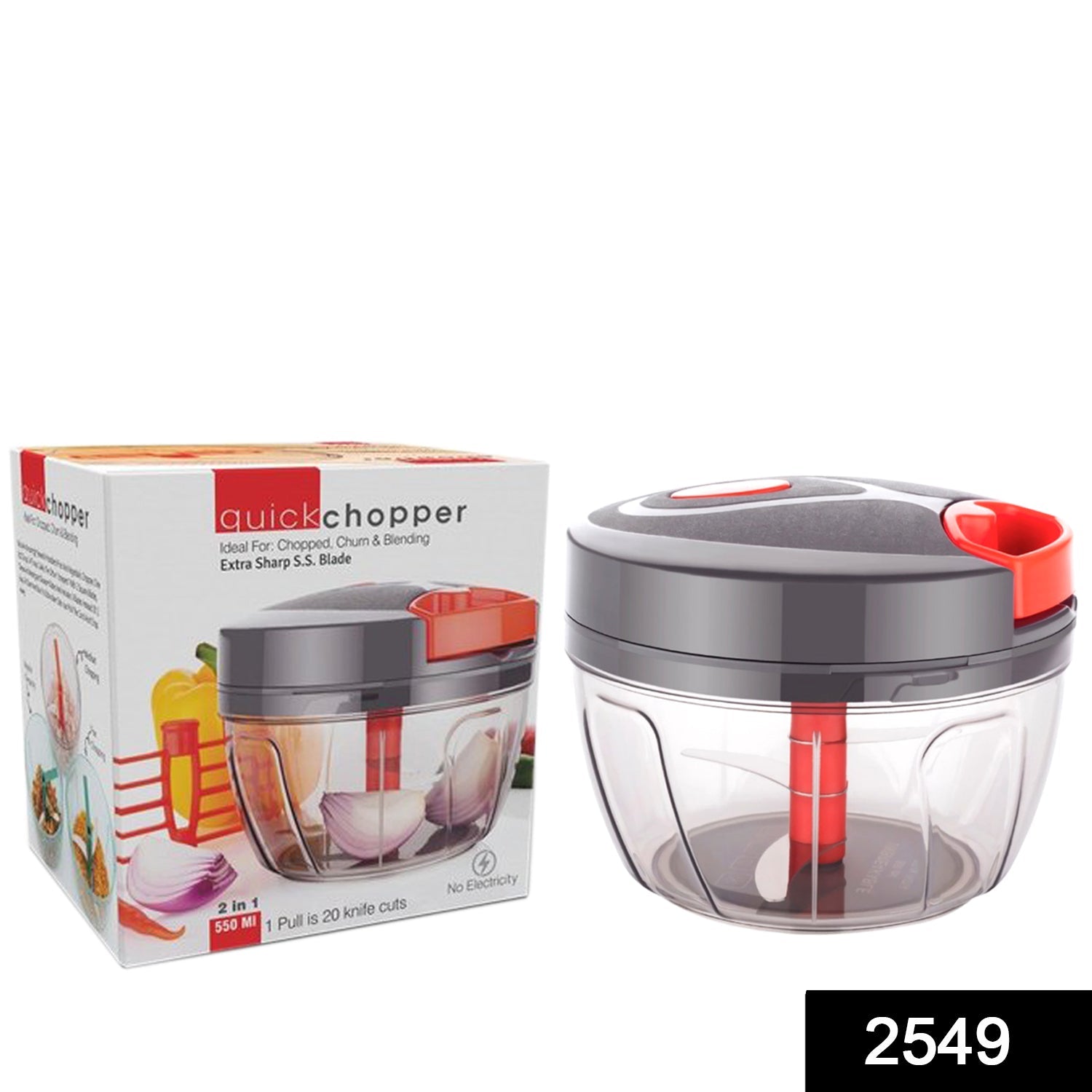 2549 Manual Food Chopper Compact & Powerful Hand Held Vegetable Chopper/Blender DeoDap