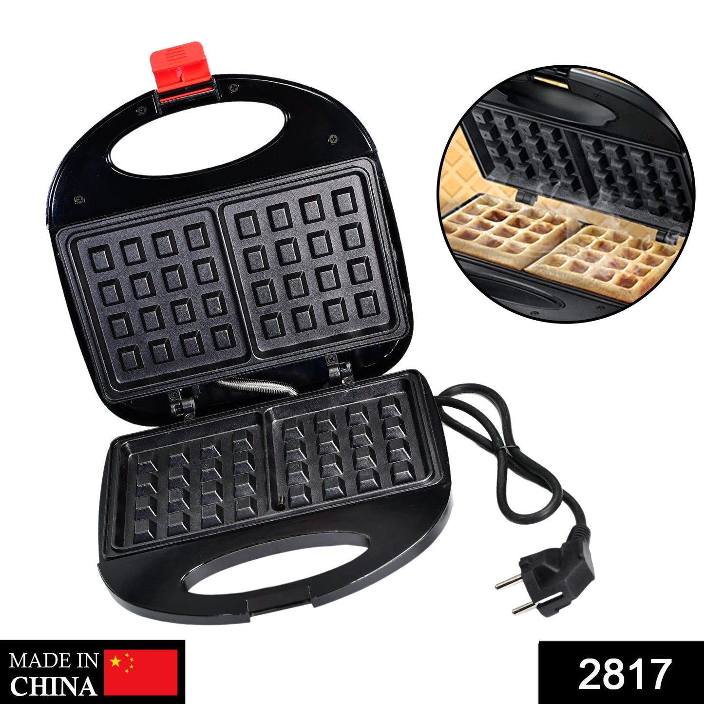 2817 Waffle Maker, Makes 2 Square Shape Waffles| Non-Stick Plates| Easy to Use with Indicator Lights 