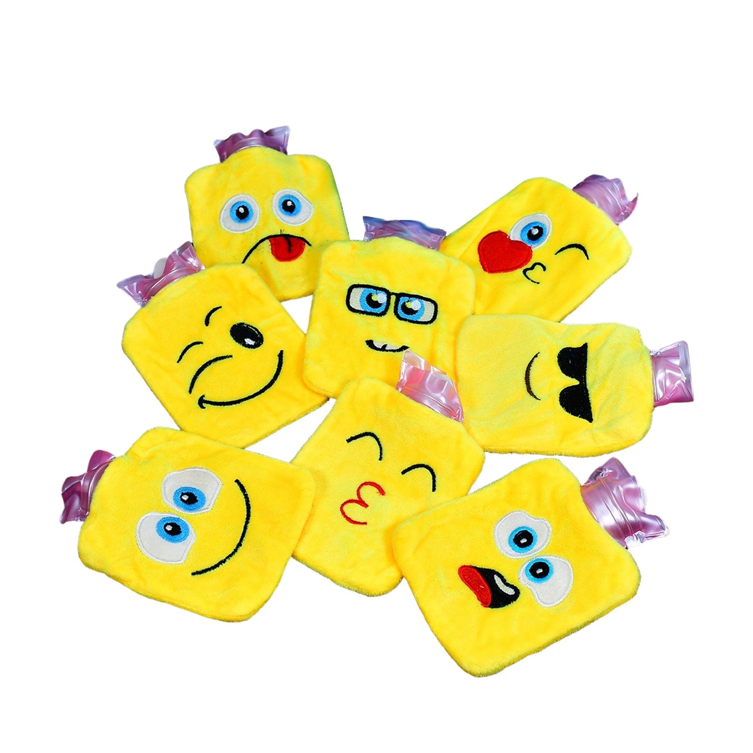 6535 1pc Mix Emoji designs small Hot Water Bag with Cover for Pain Relief, Neck, Shoulder Pain and Hand, Feet Warmer, Menstrual Cramps. 