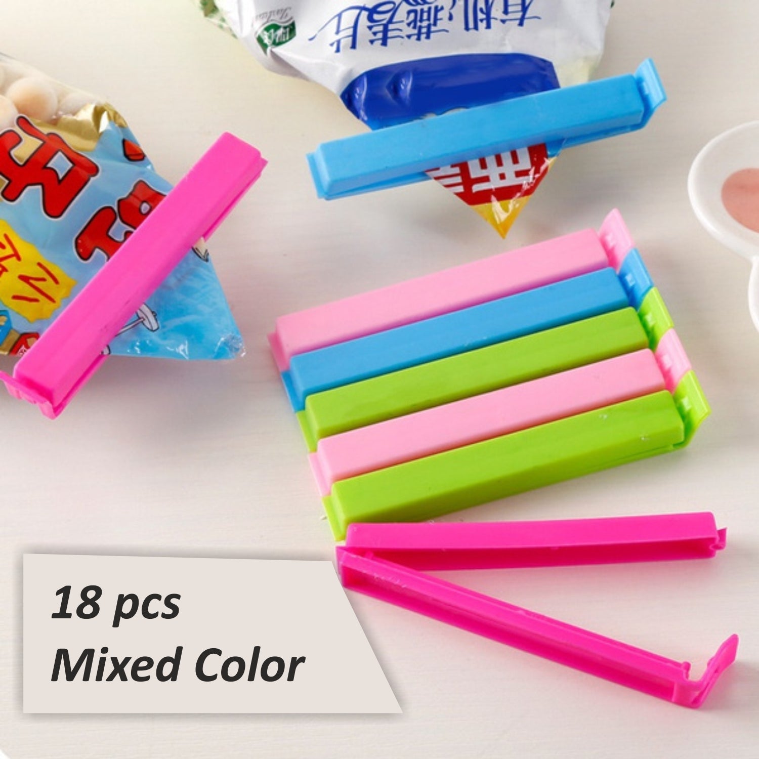 7028 Multipurpose Food Snack Plastic Bag Clip Sealer (Multicolor) -18pc DeoDap