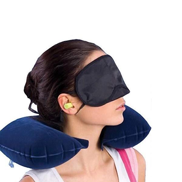 505 -3-in-1 Air Travel Kit with Pillow, Ear Buds & Eye Mask EasyGrabGet WITH BZ LOGO