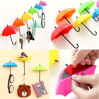 9063 Multipurpose Umbrella Key Hat Holder Wall Hanging Hook Multicolor 