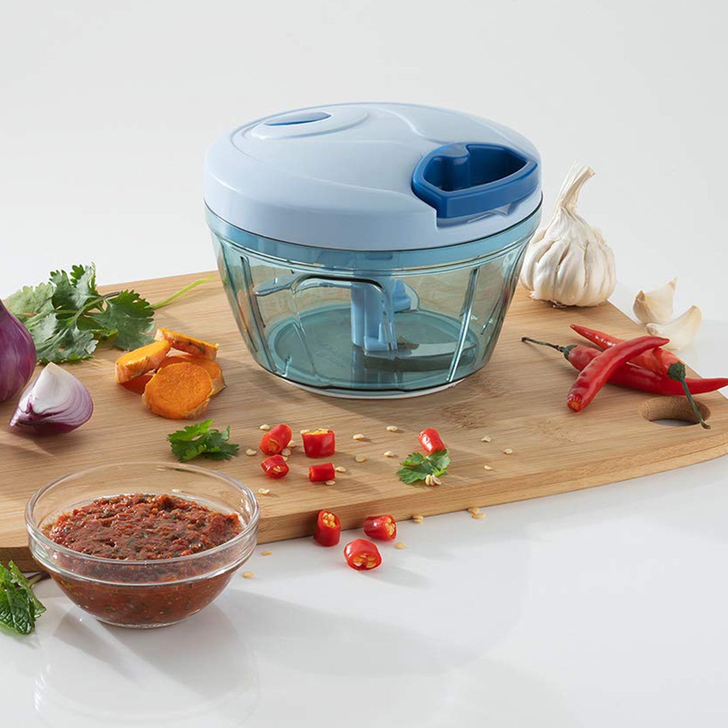 0080 V Atm Blue 450 ML Chopper widely used in all types of household kitchen purposes for chopping and cutting of various kinds of fruits and vegetables etc. 