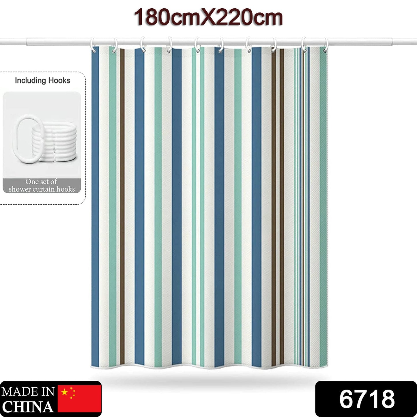 6718 Bright Vertical Stripes in The Shower Curtain (180x220cm) 