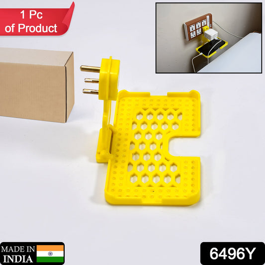 6496Y Multi-Purpose Wall Holder Stand for Charging Mobile Just Fit in Socket and Hang (Yellow) 