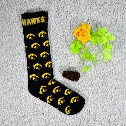 6355 1PAIR LONG PRINTED SOCKS MULTIPLE DESIGN SOCKS. 