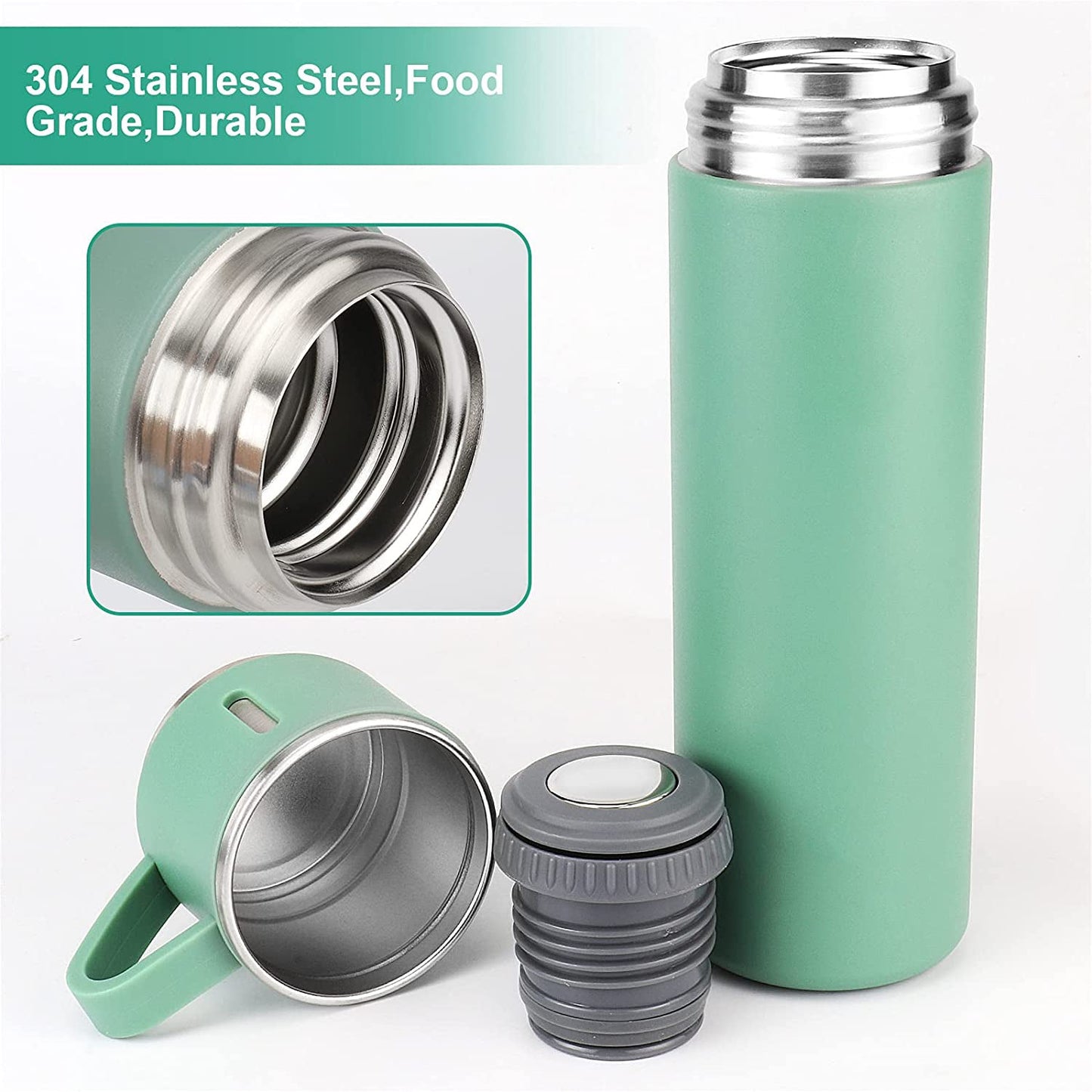 2834 Stainless Steel Vacuum Flask Set with 3 Steel Cups Combo for Coffee Hot Drink and Cold Water Flask Ideal Gifting Travel Friendly Latest Flask Bottle. (500ml) 