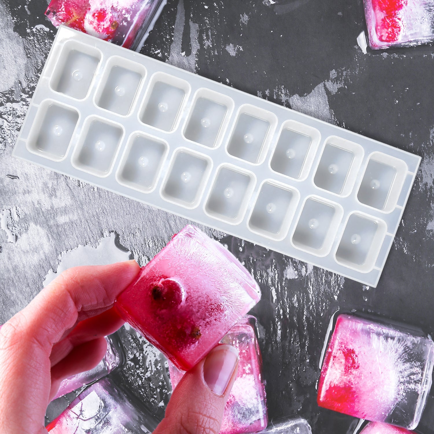 2982 16Cavity Plastic Ice Cube Tray ice Maker Mold for Freezer. 