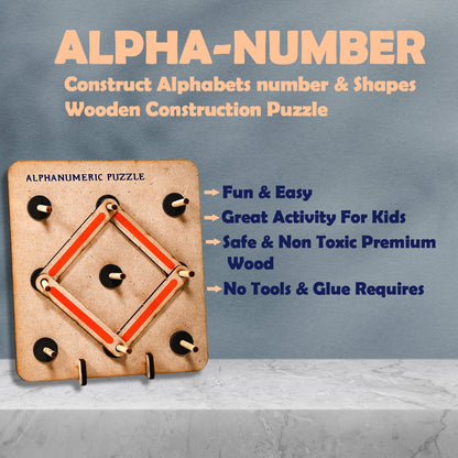 4432 Wooden Alphabets Construction Puzzle Toys For Kids 3 To 5 Years | Great Tool For Teaching Letters, Numbers & Common Shapes. 