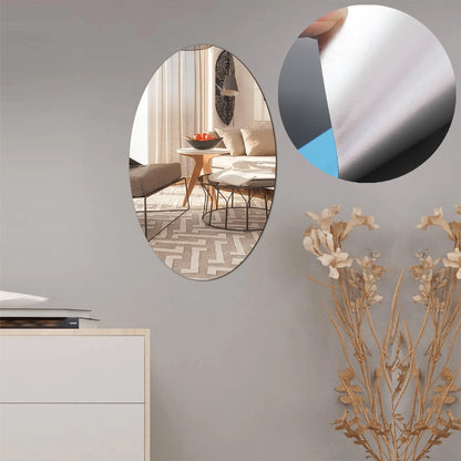 1727A Oval Frame Less Mirror Wall Sticker for Dressing DeoDap