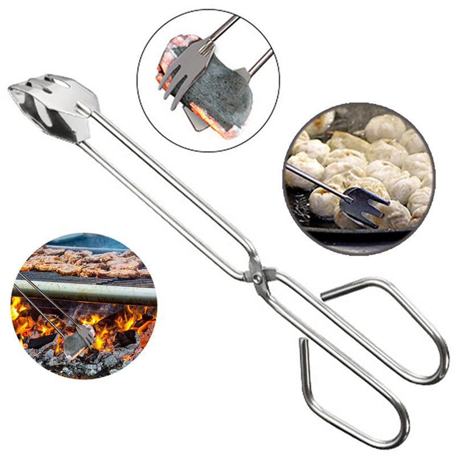 2883 31cm MULTI FUNCTIONAL METAL BBQ CLIP TONGS CLAMP FOR GARBAGE CHARCOAL SERVING TOOLS 