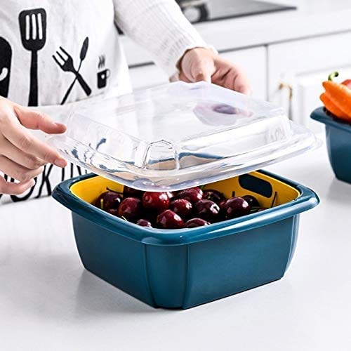 2355 Double Layer Food Drainer Washing Basket with Collapsible Strainers Colander DeoDap