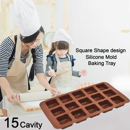 4632 15 Cavity Square Shape design Silicone Mold Baking Tray DeoDap