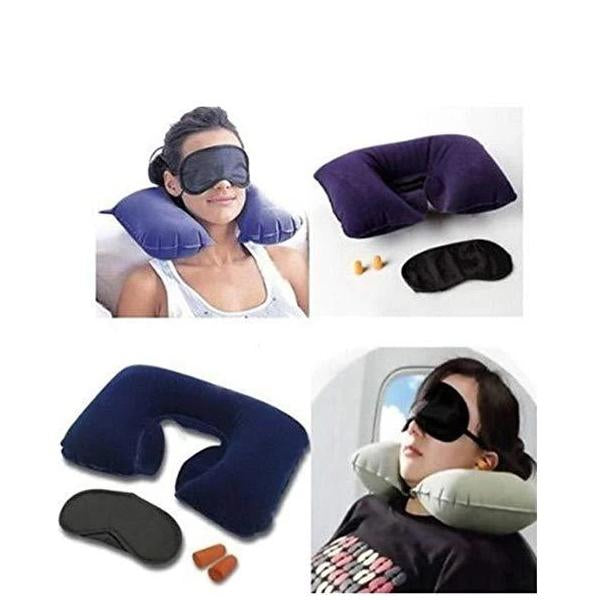 505 -3-in-1 Air Travel Kit with Pillow, Ear Buds & Eye Mask EasyGrabGet WITH BZ LOGO