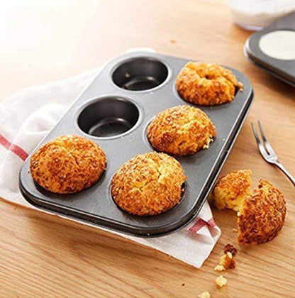 2210 Non-Stick Reusable Cupcake Baking Slot Tray for 6 Muffin Cup DeoDap