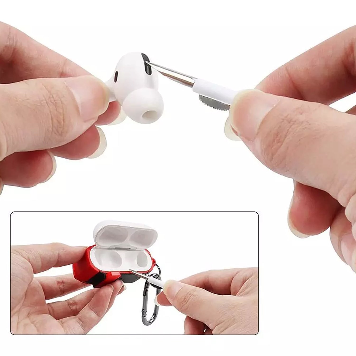 6188 3 In 1 Earbuds Cleaning Pen For Cleaning Of Ear Buds And Ear Phones Easily Without Having Any Damage. 