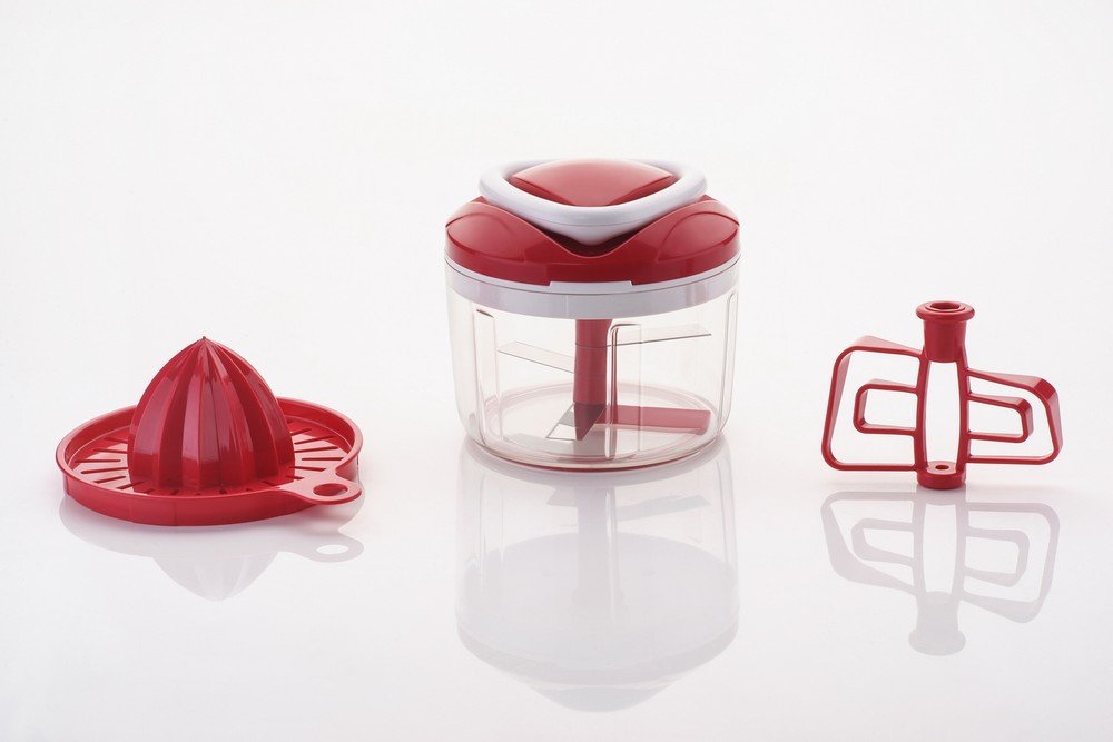 8116 Ganesh Easy Pull 3-in-1 Plastic Chopper (650ml, 125mm, Red) 