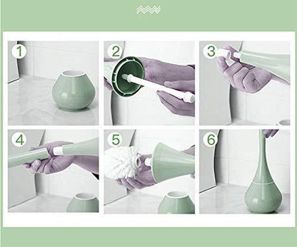 0223 -2 in 1 Plastic Cleaning Brush Toilet Brush with Holder DeoDap