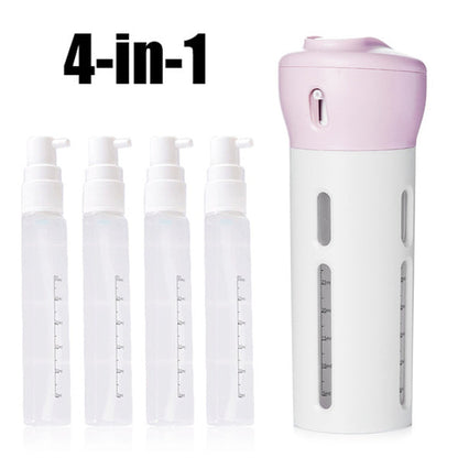 1384 4 in 1 Travel Dispenser Bottle Set Travel Refillable Cosmetic Containers Set DeoDap