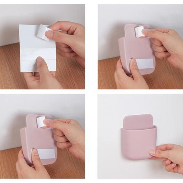 1374 Wall Mounted Storage Case with Mobile Phone Charging Port Plug Holder - Pack of 4 Pcs DeoDap