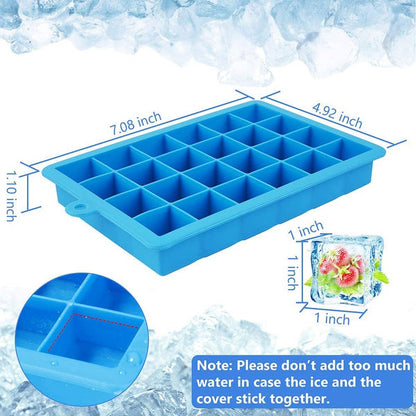 1144  Silicone Ice Cube Trays 24 Cavity Per Ice Tray [Multicolour] 