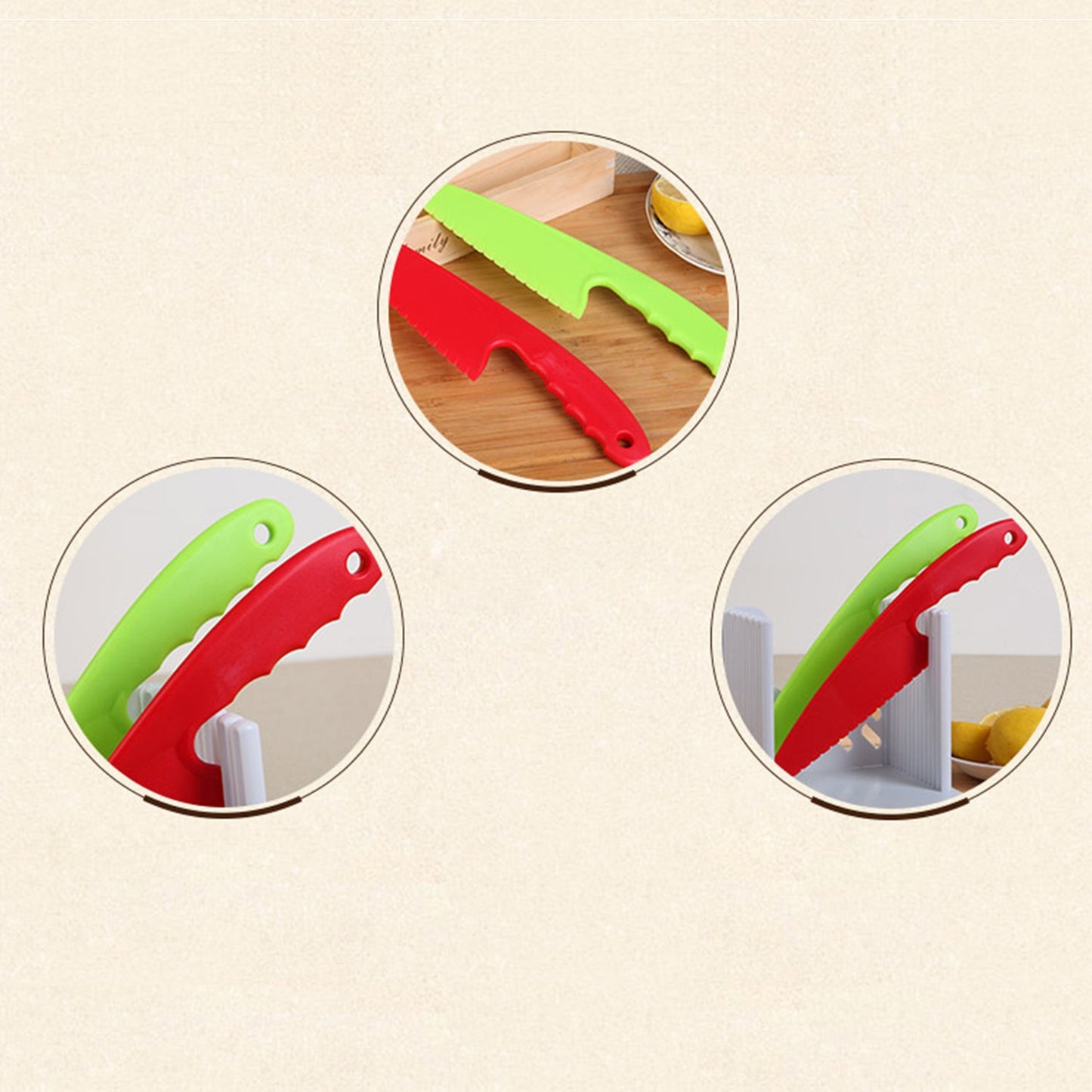 2097 Plastic Kitchen Knife for Cutting Fruit Vegetable Lettuce Salads or Bread 