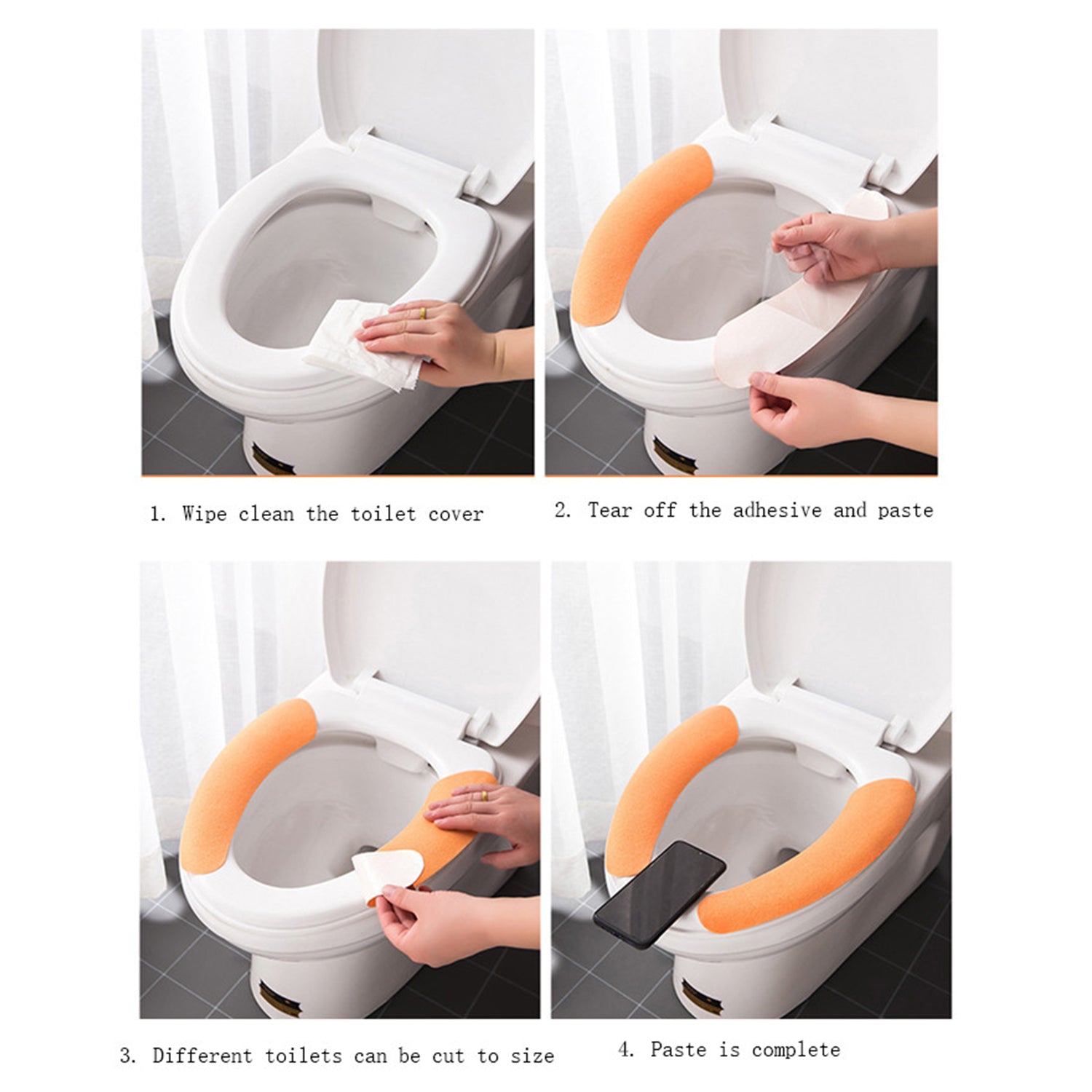 4872 Toilet Seat Cover, Toilet Seat Cushion Soft and Warm Washable Toilet seat Cover Pads Comfortable 