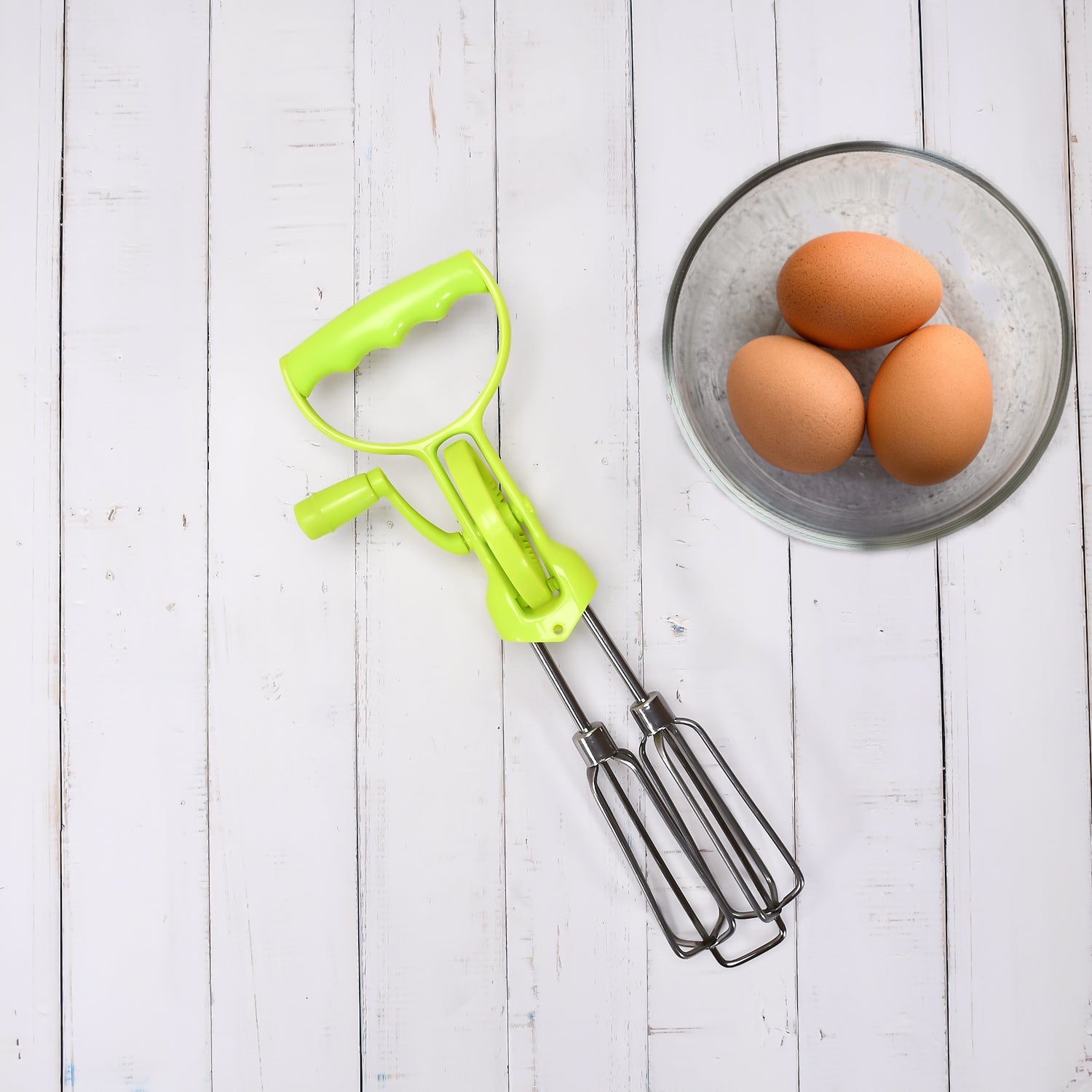 2297 Manual Rotary Egg Beater with Handle Hand Egg Mixer Blender Rotation Kitchen Handheld Whisk 