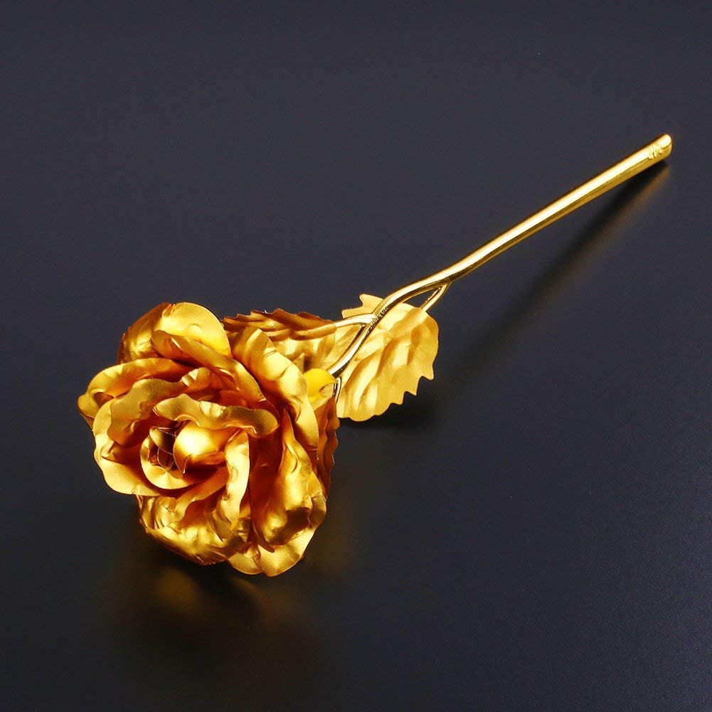 0606 Luxury Decorative Gold Plated Artificial Golden Rose with Premium Box 