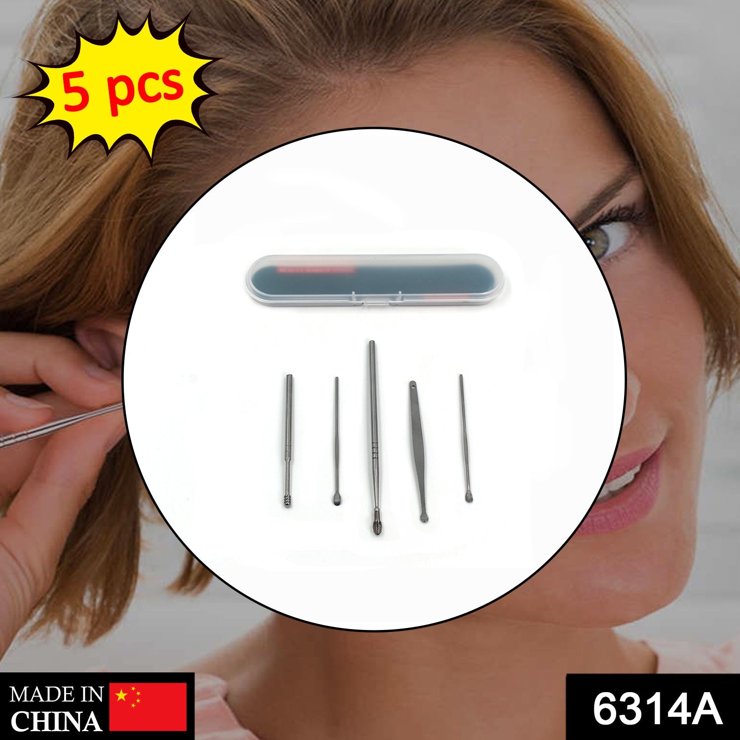 6314A 5 Pcs Ear Pick with a Storage Box Earwax Removal Kit 