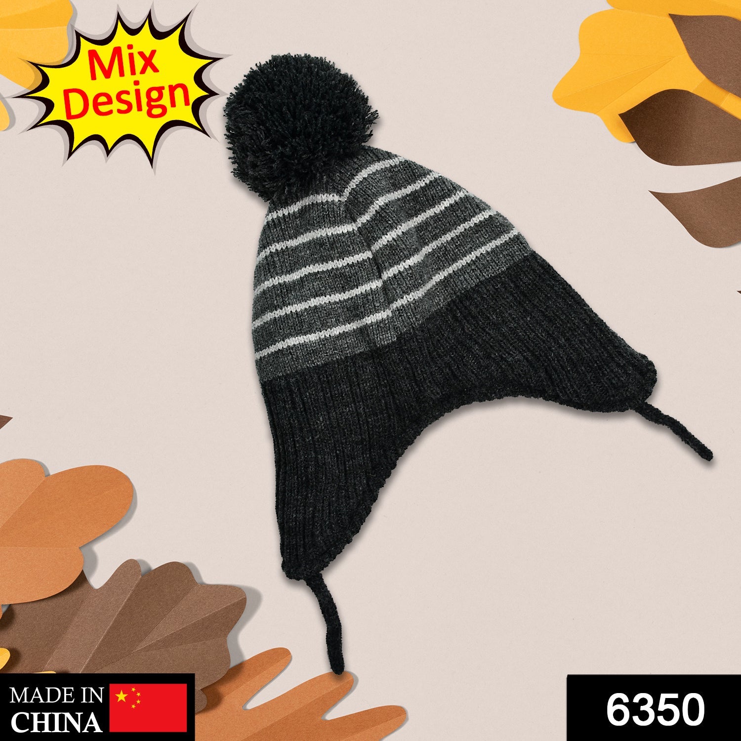 6350 Kids Winter Warm Soft Woolen Cap for Baby Boys and Girls 