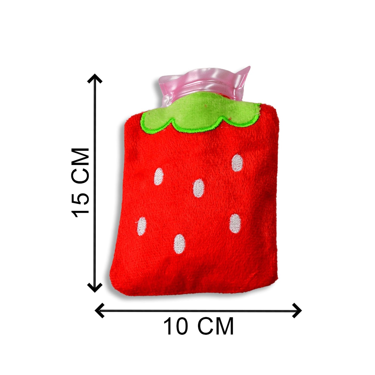 6516 Strawberry small Hot Water Bag with Cover for Pain Relief, Neck, Shoulder Pain and Hand, Feet Warmer, Menstrual Cramps. 