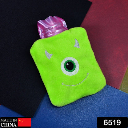 6519 Green one eye monster print small Hot Water Bag with Cover for Pain Relief, Neck, Shoulder Pain and Hand, Feet Warmer, Menstrual Cramps. 