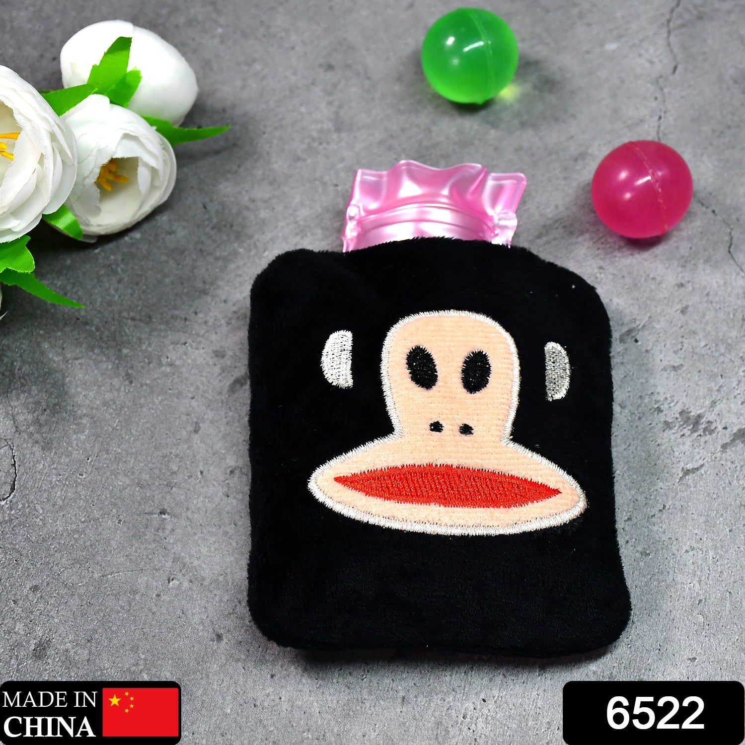 6522 Black Monkey small Hot Water Bag with Cover for Pain Relief, Neck, Shoulder Pain and Hand, Feet Warmer, Menstrual Cramps. 