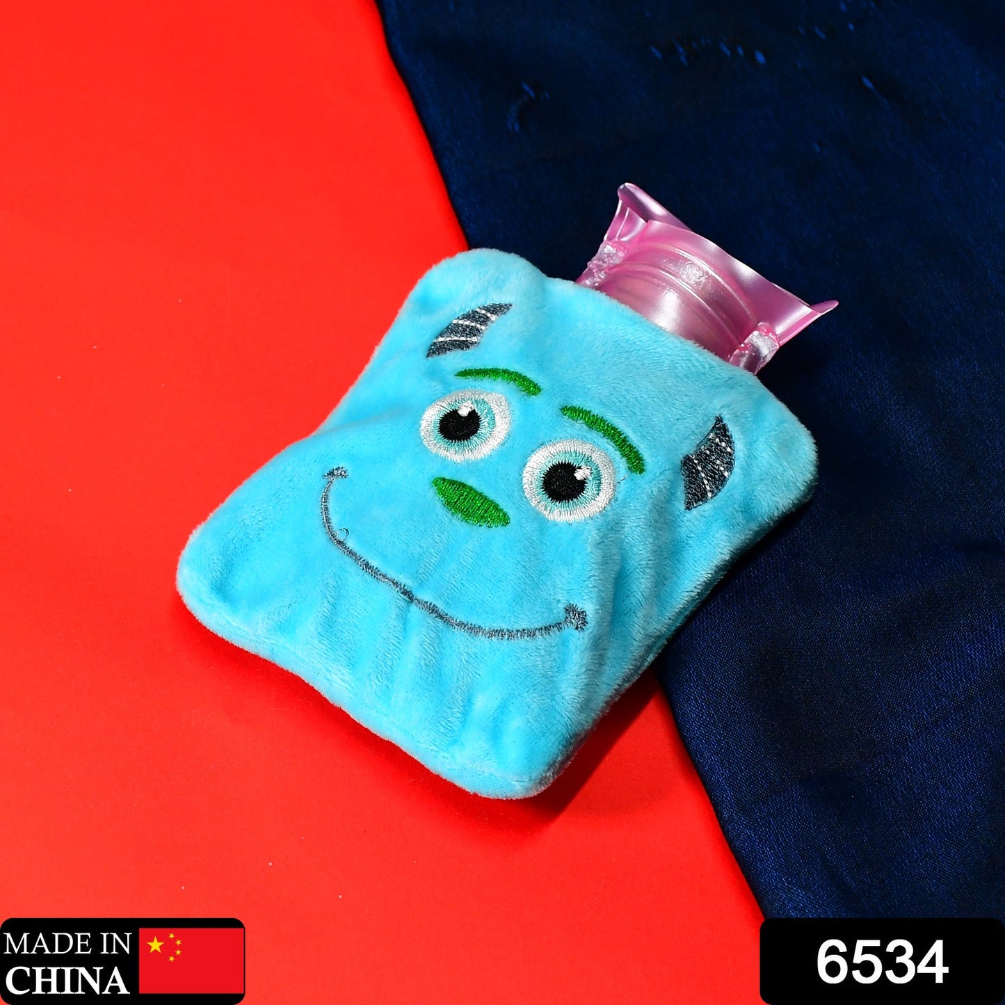 6534 Blue Sullivan Monster small Hot Water Bag with Cover for Pain Relief, Neck, Shoulder Pain and Hand, Feet Warmer, Menstrual Cramps. 