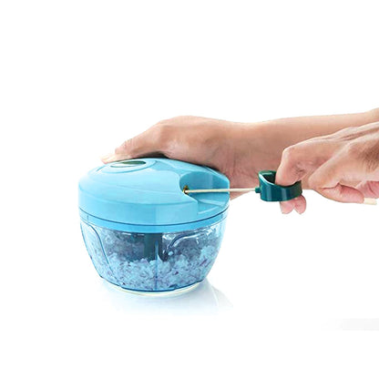 2072 3 BLADE MANUAL BLUE FOOD CHOPPER, COMPACT & POWERFUL HAND HELD VEGETABLE CHOPPER. 