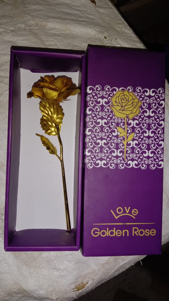 0606 Luxury Decorative Gold Plated Artificial Golden Rose with Premium Box 