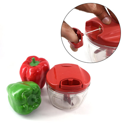 2283R Manual Red mini plastic food chopper with extra sharp blades (375 Ml) 