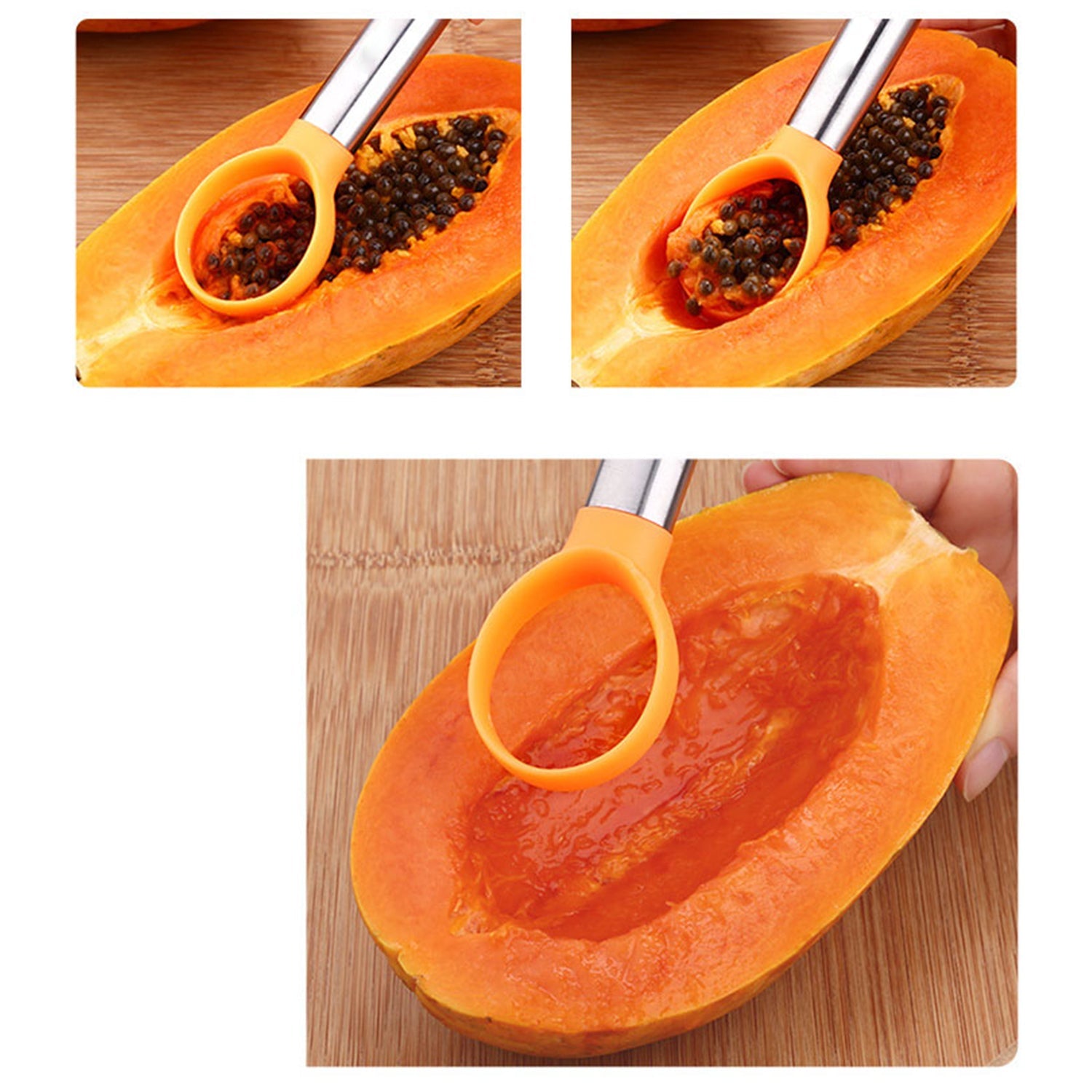 2192 Watermelon Papaya Peeling Seed Double Side Melon Corer Dig Pulp Separator 