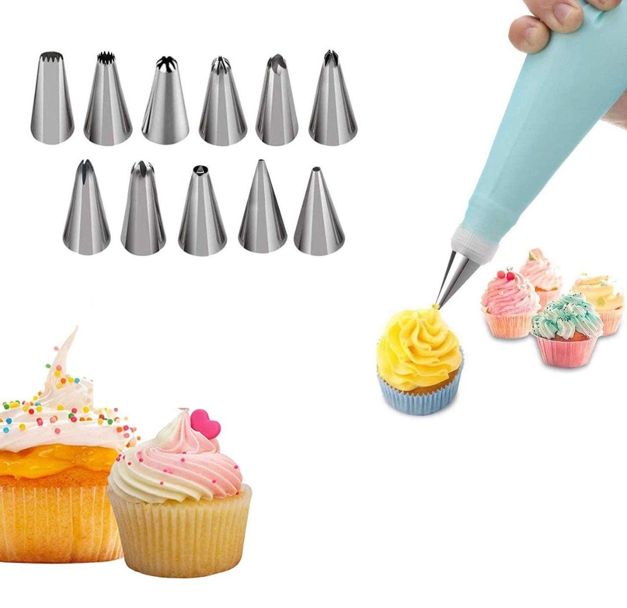 0836 12 Piece Cake Decorating Set of Measuring Cup Oil Basting Brush DeoDap