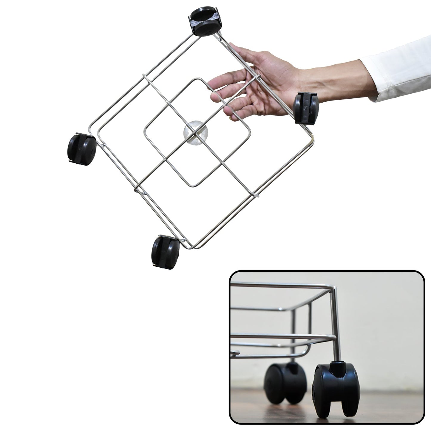 2787 Ss Square Oil Stand For Carrying Oil Bottles And Jars Easily Without Any Problem. 