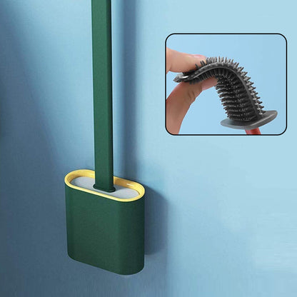 1410B Silicone Toilet Brush with Holder Slim Flex Toilet Brush 