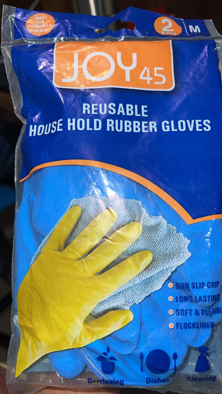 4855 2 Pair Large Blue Gloves For Different Types Of Purposes Like Washing Utensils, Gardening And Cleaning Toilet Etc. 