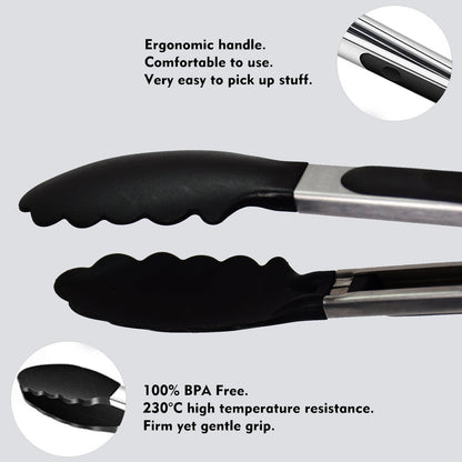 2987 Kitchen Baking BBQ Heat Resistant Cooking Food Clip with Silicone Tips Tongs , Pack of 1pc 