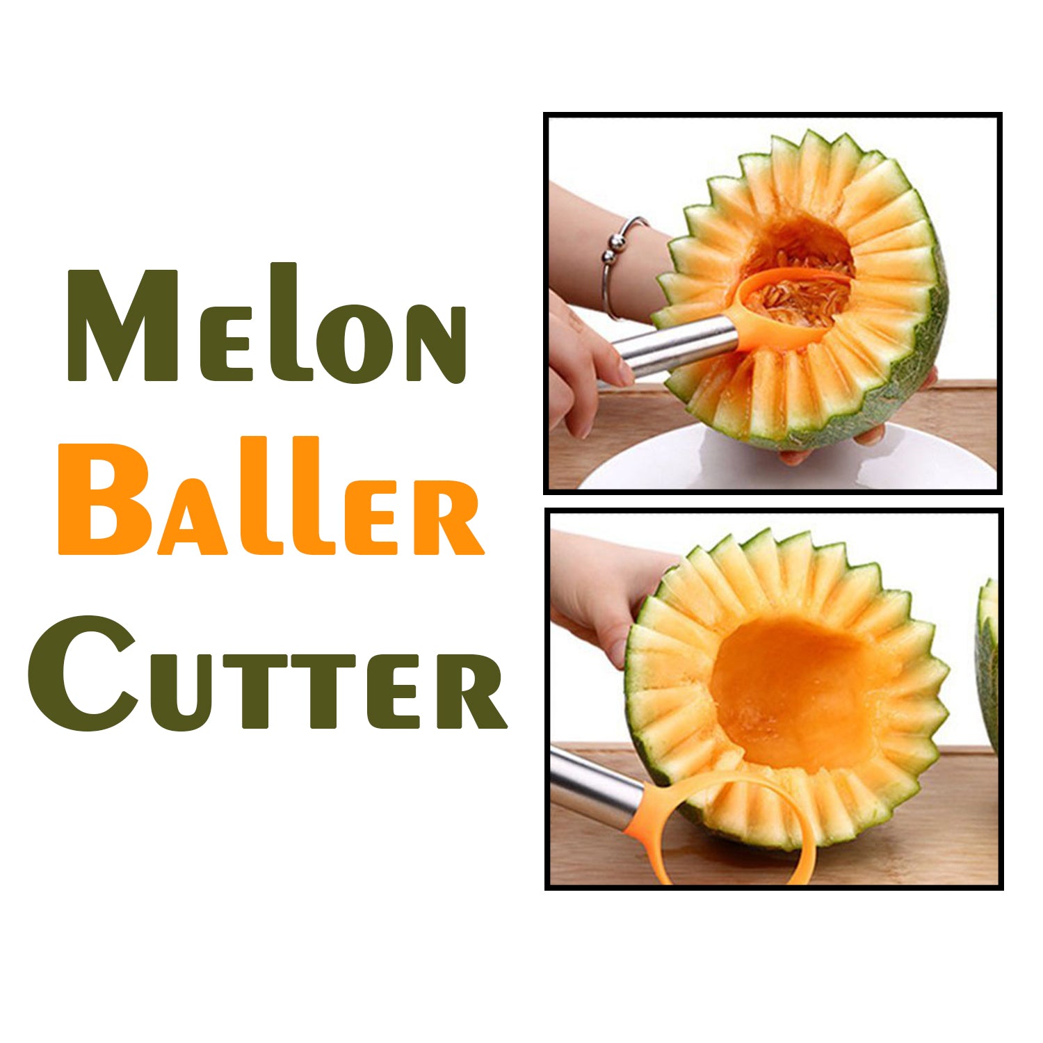 2192 Watermelon Papaya Peeling Seed Double Side Melon Corer Dig Pulp Separator 