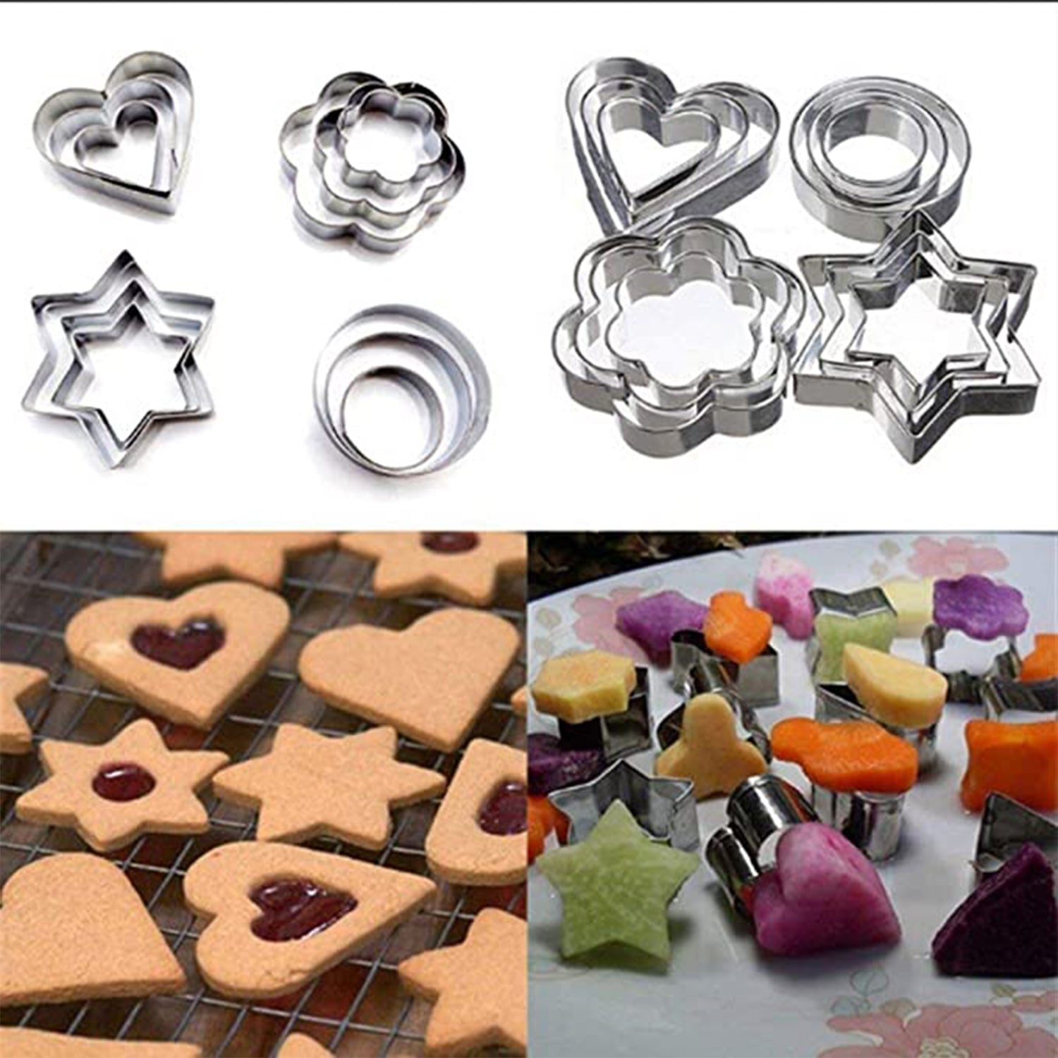 2257 Stainless Steel 4 Different Shape Cookie Cutter/ Cake Mold 