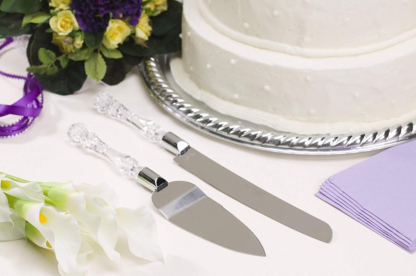 2131 Stainless Steel Cake Knife Server Set with Handle Slicer DeoDap