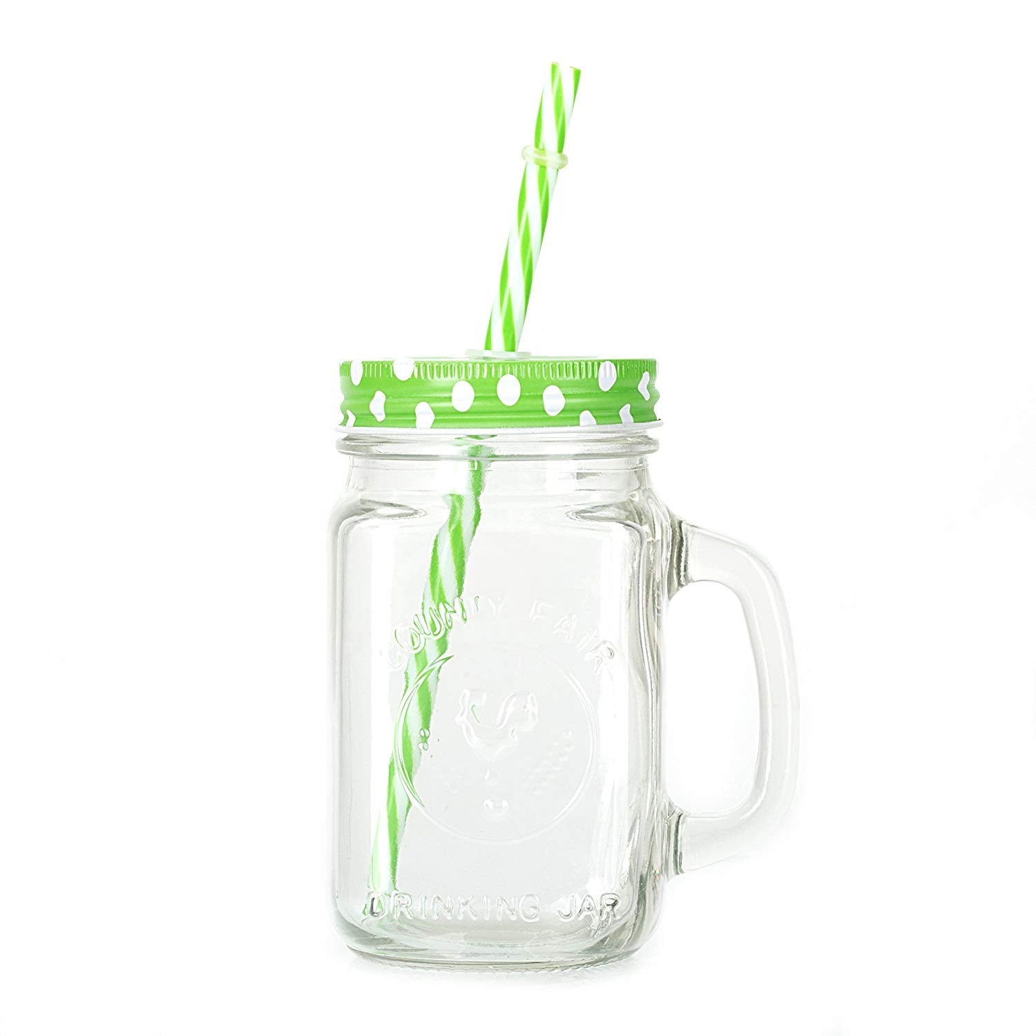 760 Drinking Cup/Glass/Mug Mason Jar with Handle & Straw DeoDap