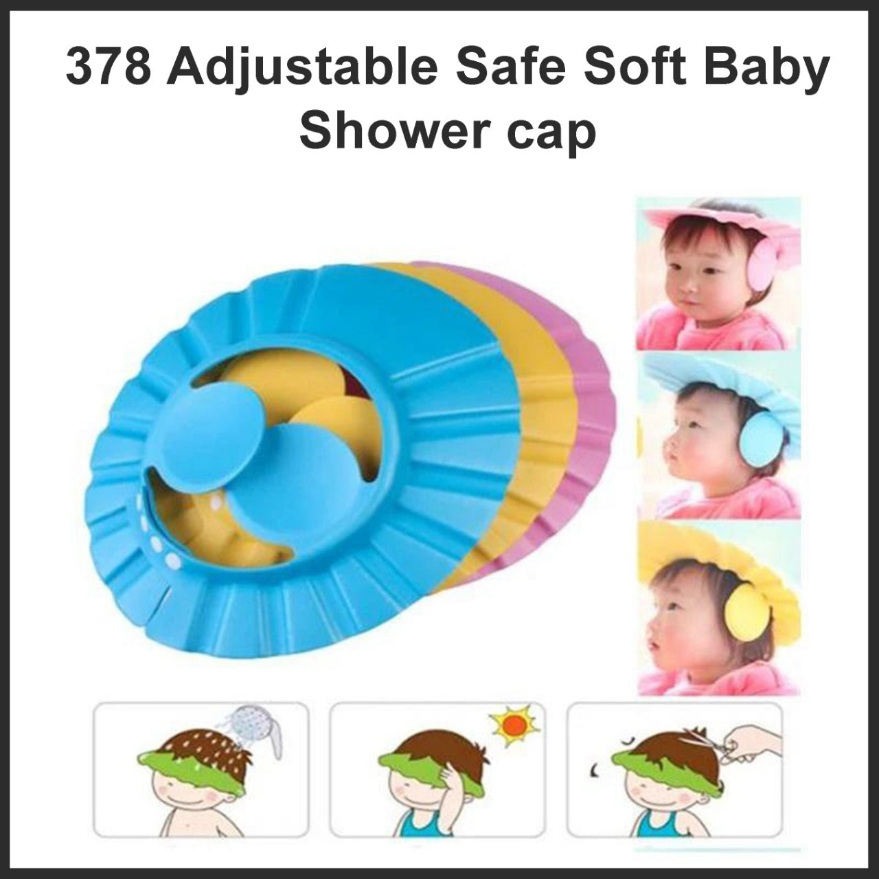 0378 Adjustable Safe Soft Baby Shower cap EasyGrabGet