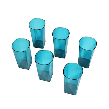 2353 Premium Juice and Water Glasses Set of 6 Transparent, 300ml, Drinking Water Glasses Stylish & Crystal Square Highball Glasses for Water, Juice & Cocktails, Glass Set of 6 for Water 